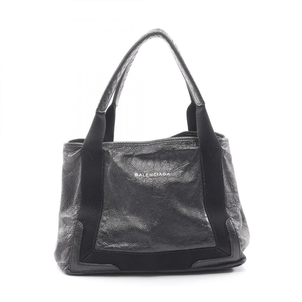 Balenciaga Navy Blue CABAS Tote Bag Leather Black